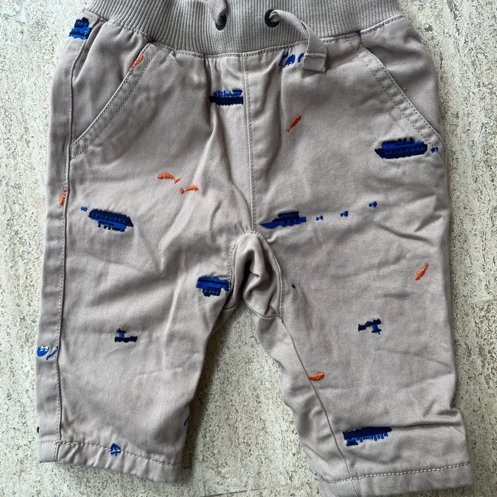 Hanna Anderson Khaki Nautical Embroidered Pants